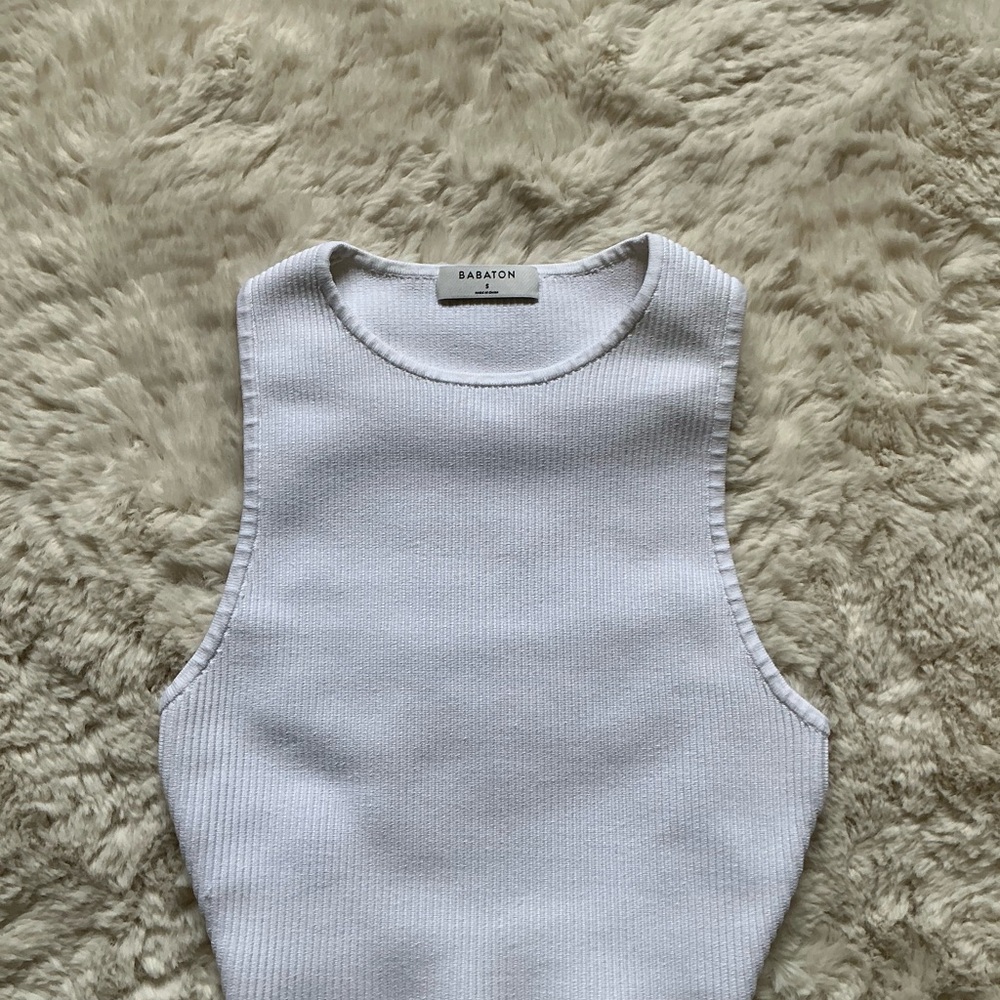 Babaton Ribbed White Top